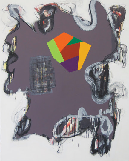 Peter Plagens, I Don’t Give a Damn / Every Moment Counts, 2010, mixed media on canvas, 48” x 38”. Nancy Hoffman Gallery, New York.  