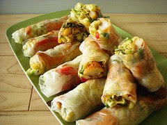 lentil sprout spring rolls with shrimp