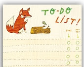 Fox/Bird TO DO LIST notepad by boygirlparty, red fox list note pad - animal stationery office gift