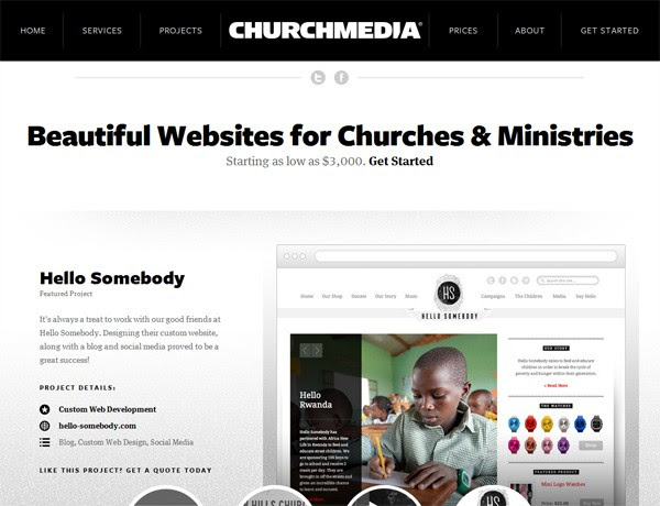 Clean website design example: Church Media