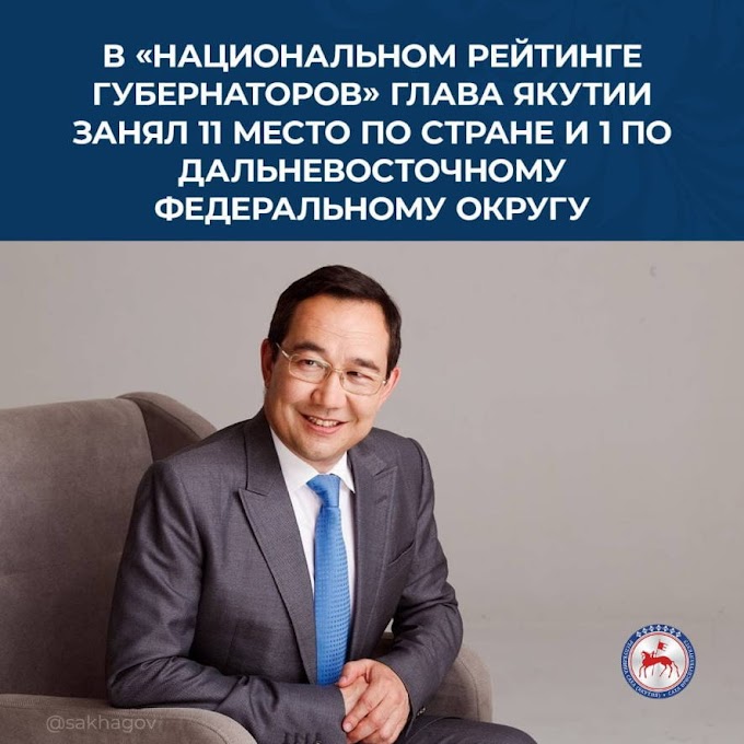 Глава Якутии занял 1 место по ДФО в национальном рейтинге губернаторов