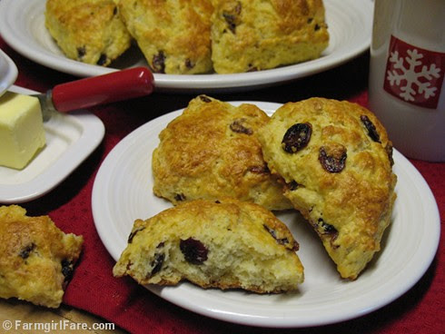 Christmas Cranberry Scones Recipe with dried cranberries and freshly grated nutmeg- FarmgirlFare.com