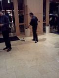 Weill Hall, 11.20.2012 Mopping up wet floors at Weill Hall at Sonoma State University, before Drama Queen performance by Joyce DiDonato.