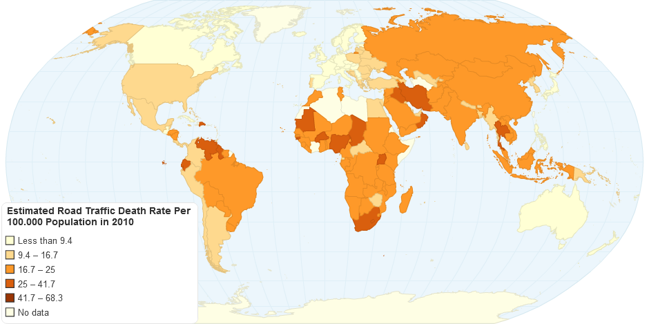 Estimated Road Traffic Death Rate Per 100,000 Population in 2010