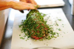 %nrecipes Recipe: Herb & Garlic Crusted Fillet of Beef with Aioli
