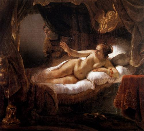 Danae, by Rembrandt. a life-sized depiction of the character Danae from Greek mythology. ...from the collection of Pierre Crozat which since the 18th century has resided in the Hermitage Museum, St. Petersburg, Russia.