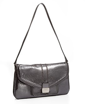 Calvin Klein Metallic Embossed-Snakeskin Clasp Bag
