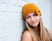 Hand Knit Hat - Cloche Hat in Mustard Yellow