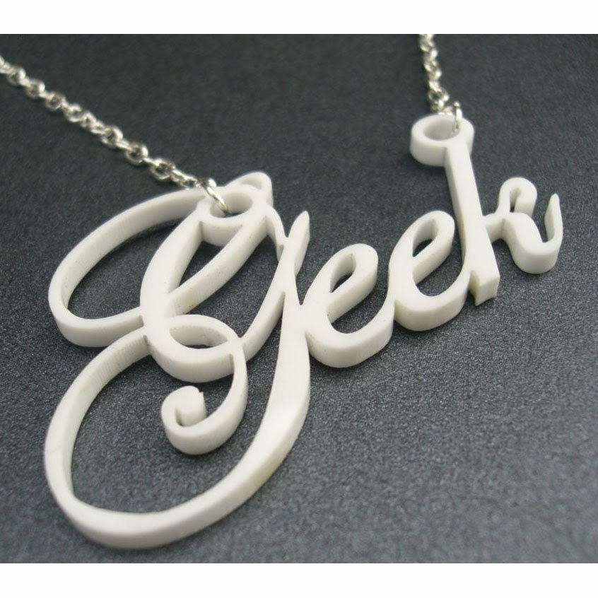 Geek is the New Cool- laser-cut geek necklace in white FREE SHIPPING WORLDWIDE