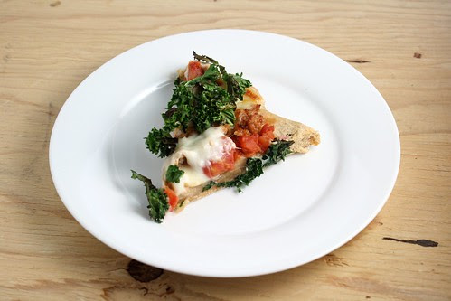 Sausage Pizza Topped with Crispy Kale