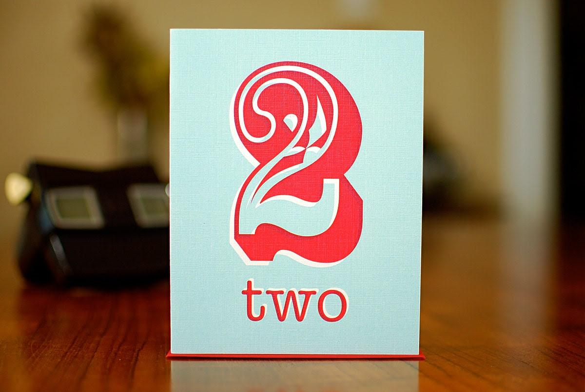 SALE - Number Two (2) Card for Birthday or Anniversary - 100% Recycled Paper - MANvsGEORGE SALE - Number Two (2) Card for Birthday or Anniversary - 100% Recycled Paper - MANvsGEORGE