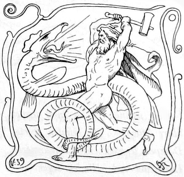 Thor and Jörmungandr by Frølich