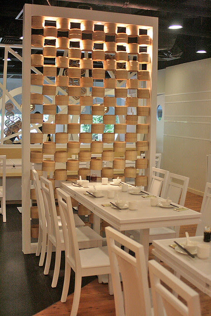 Contemporary decor with steamer baskets as primary decor