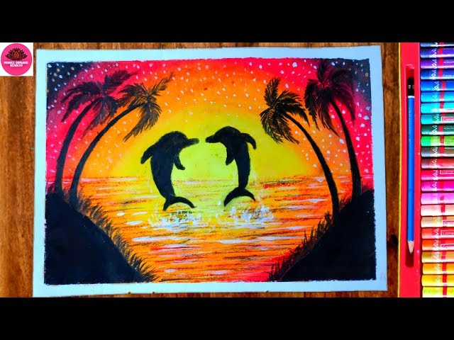 Sunset Drawing Easy Oil Pastel