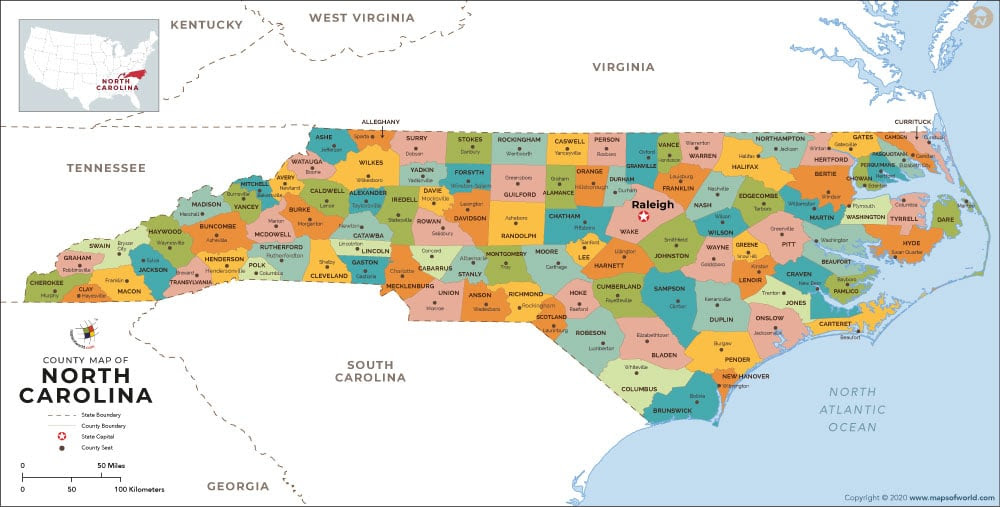 Map Of North Carolina By County