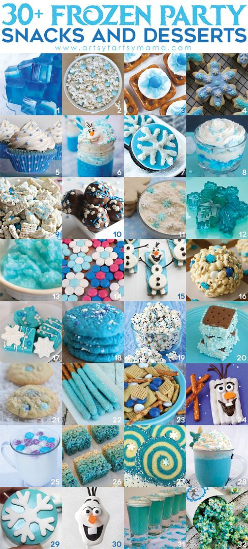 30+ Frozen Party Snacks and Desserts at artsyfartsymama.com