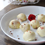 White Chocolate Strawberry Truffles with Pink Peppercorn
