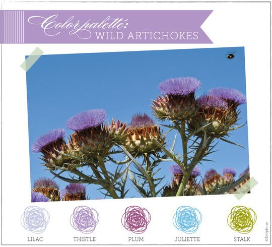 http://www.pinterest.com/pin/58828338857184363/ color palette: wild purple artichoke flowers - delphine ephemera blog - musings on stationery, wedding invitations & graphic design