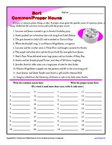 sort commonproper nouns worksheet for 2nd 7th grade