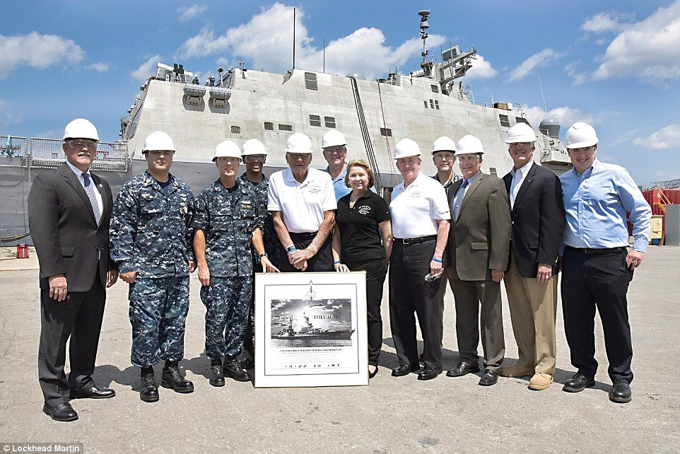 Richard Thelen, a USS Indianapolis (CA-35) survivor, attended the keel laying ceremony as a representative of all who sailed on CA-35