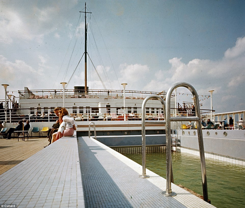 A pool on a Cunard ship; Many of Hollywood's greatest celebrities travelled on Cunard liners during the 1950s and 60s