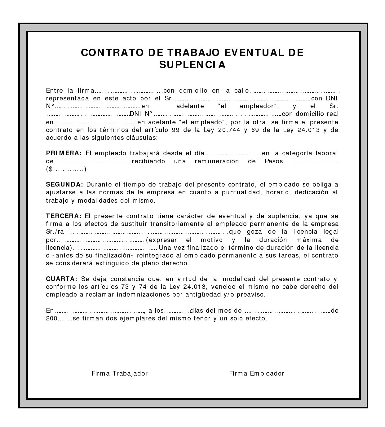Carta De Trabajo Bolivia - Sample Site l