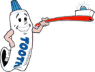 Cartoon of Tubie, the toothpaste man