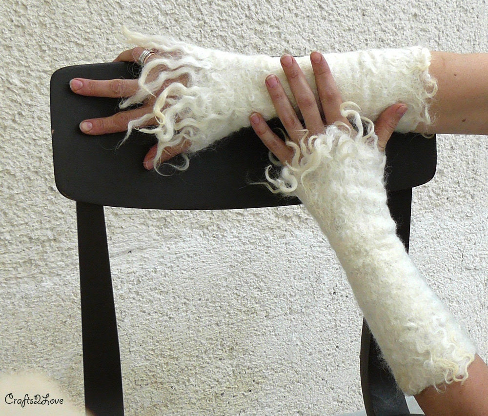 FURRY. Long arm warmer fingerless mittens, wool wrist warmer fingerless gloves. Raw wool felted fingerless. Felted fur arm warmers. Size M-L - Crafts2Love FURRY. Long arm warmer fingerless mittens, wool wrist warmer fingerless gloves. Raw wool felted fingerless. Felted fur arm warmers. Size M-L - Crafts2Love