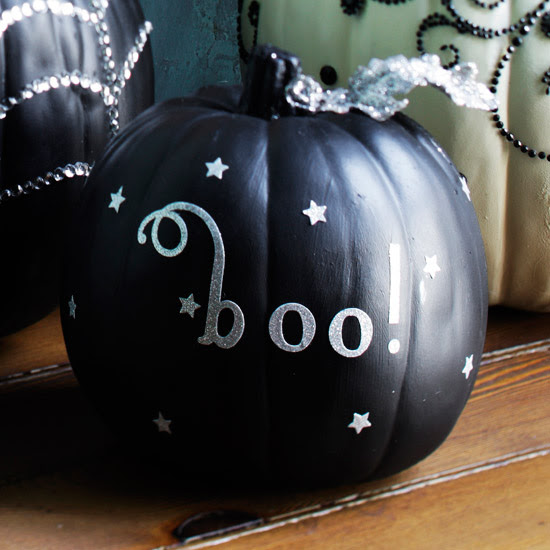 Black Pumpkin with Silver Stickers