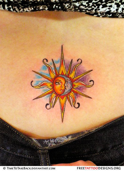 Girly Sun And Moon Tattoo Designs