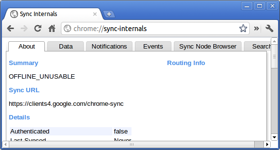 chrome sync internals
