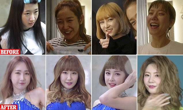 Korean girl band reveals plastic surgery in music videos | Daily Mail ...