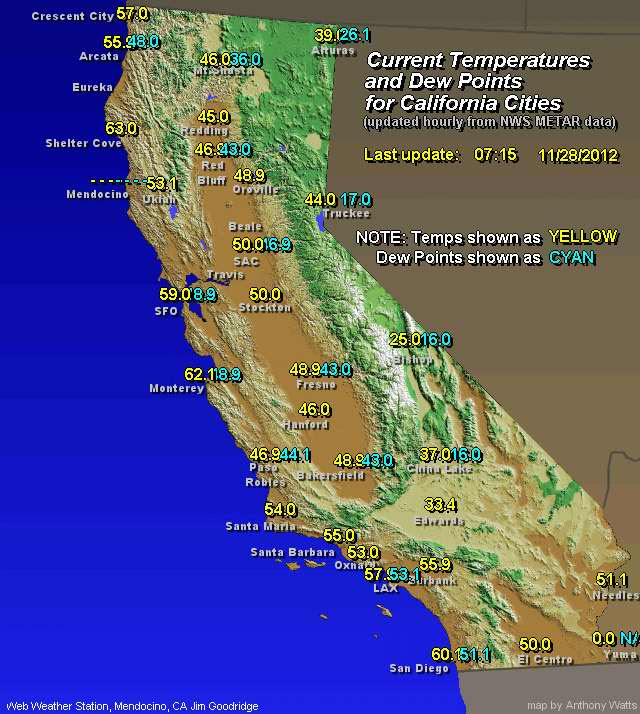 Weather Map Of California World Map Gray