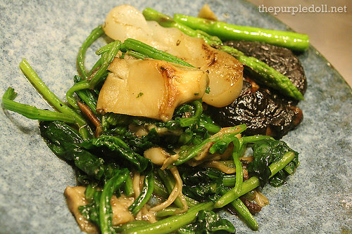 Spinach, Asparagus, Enoki, Shiitake and Konyaku