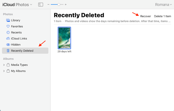 Use iCloud to recover photo on the Mac