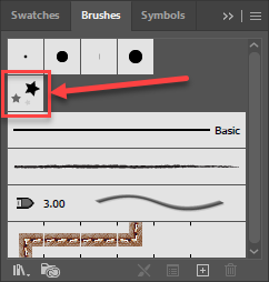 The newly created brush is highlighted in the Brushes panel in Illustrator