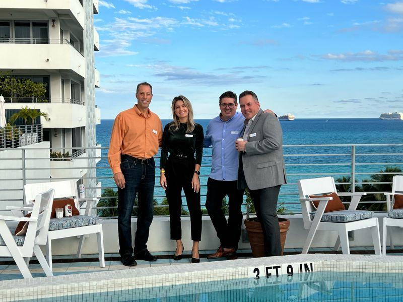 Bolder Group attends and co-sponsors Miami Hedge Fund Week 2022 in Soho Beach Miami Florida USA. Representatives are (from left to right) Nick Neri, Alaiana Monteiro, David Payne, and Jim Mead. 