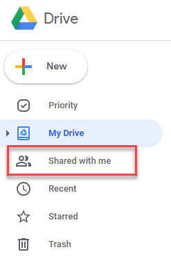 Google Drive - Shared with me