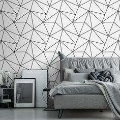 Black/Charcoal Zara Mono Geometric Wallpaper