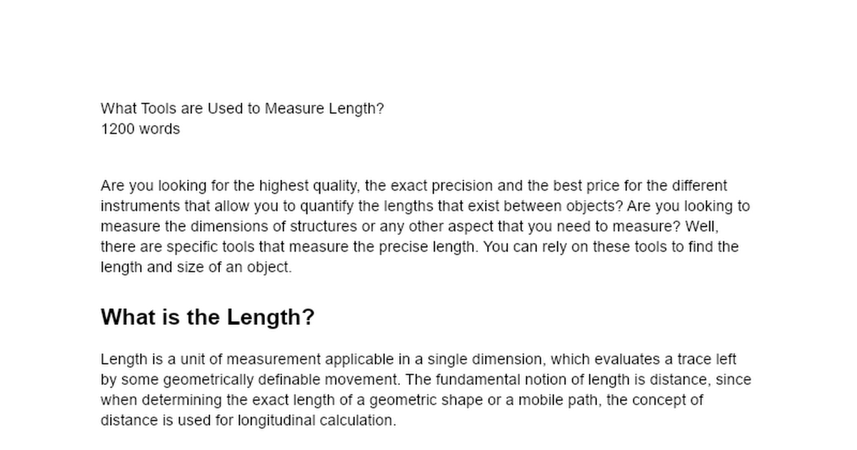 What Tools are Used to Measure Length