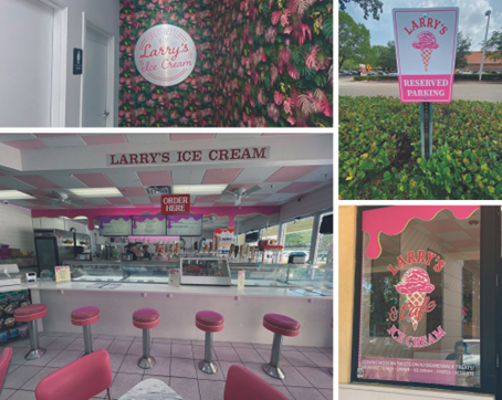 Larry's Ice Cream Interior and Window Signage