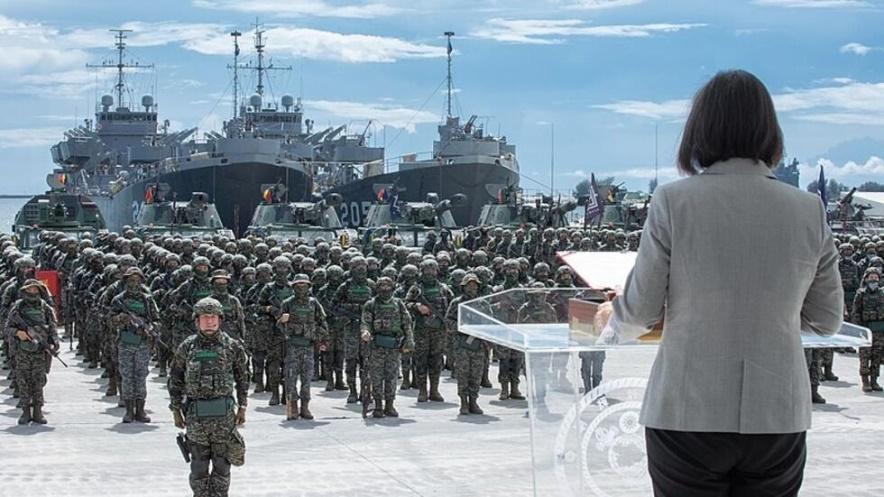 Ảnh minh họa: Tổng thống Đài Loan Thái Anh Văn phát biểu tại một cuộc tập trận của quân đội Đài Loan năm 2020.