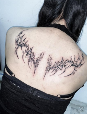 Customized Wings Back Upper Tattoos Design