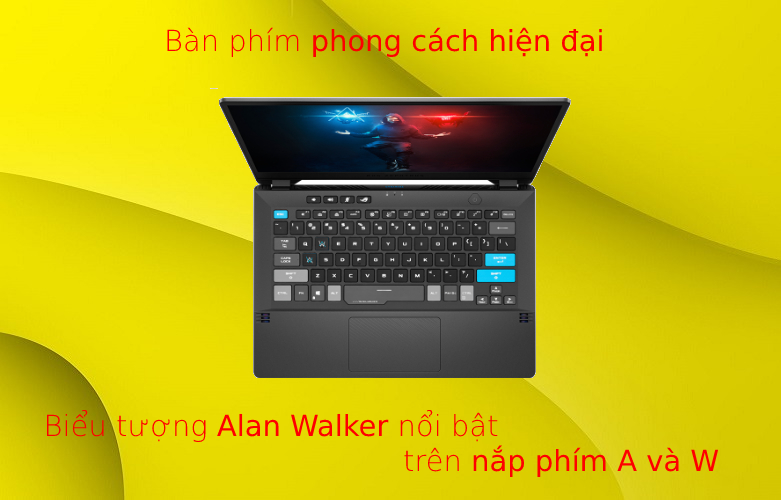 Máy tính xách tay/ Laptop Asus ROG Zephyrus G14 Alan Walker Edition GA401QEC-K2064T (AMD Ryzen 9 5900HS) (Xám) | Bàn phím phong cách hiện đại