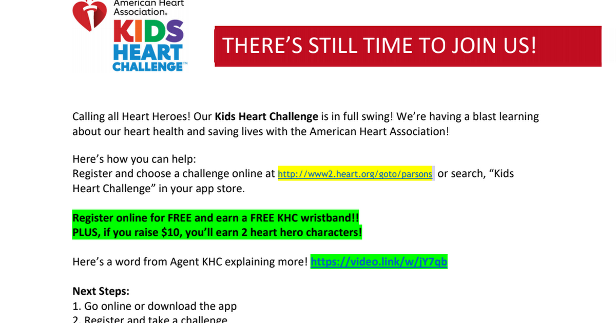 Kids Heart Challenge Announcement 3
