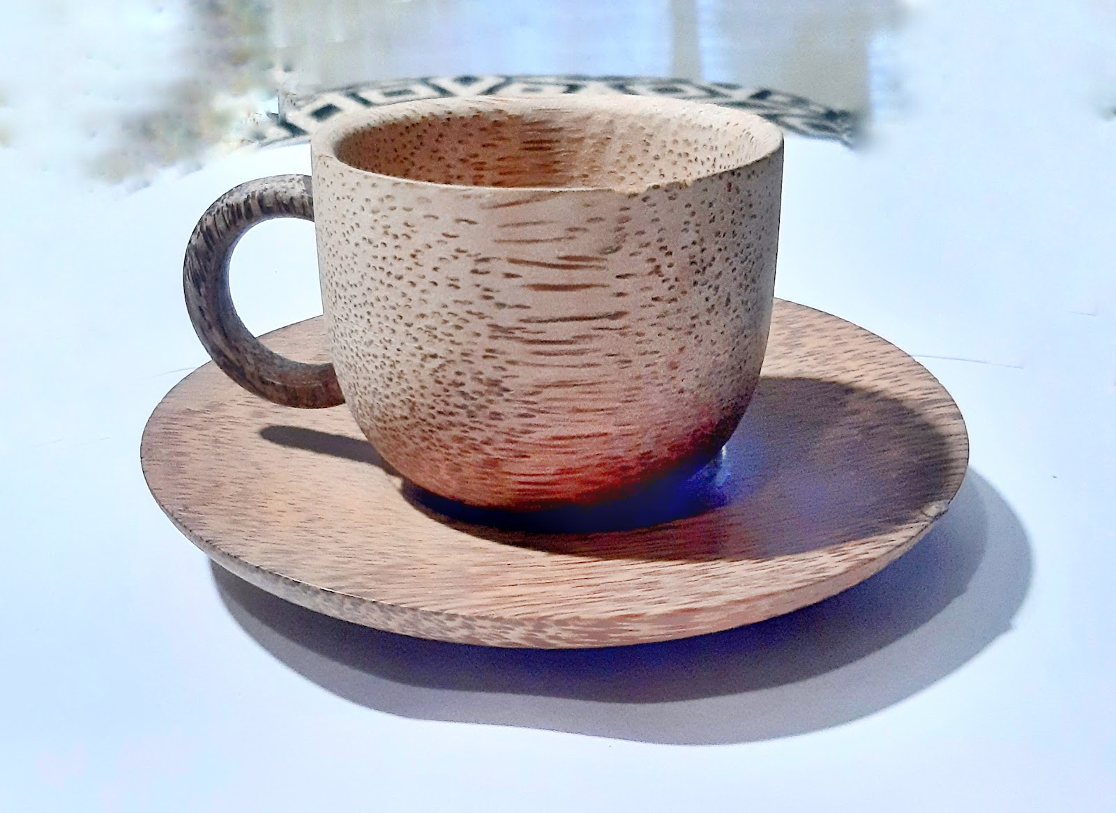 Wooden Mugs Vintage Teacup Handmade Wood Mug Coffee Tea Cups Saucer & Spoon Set 