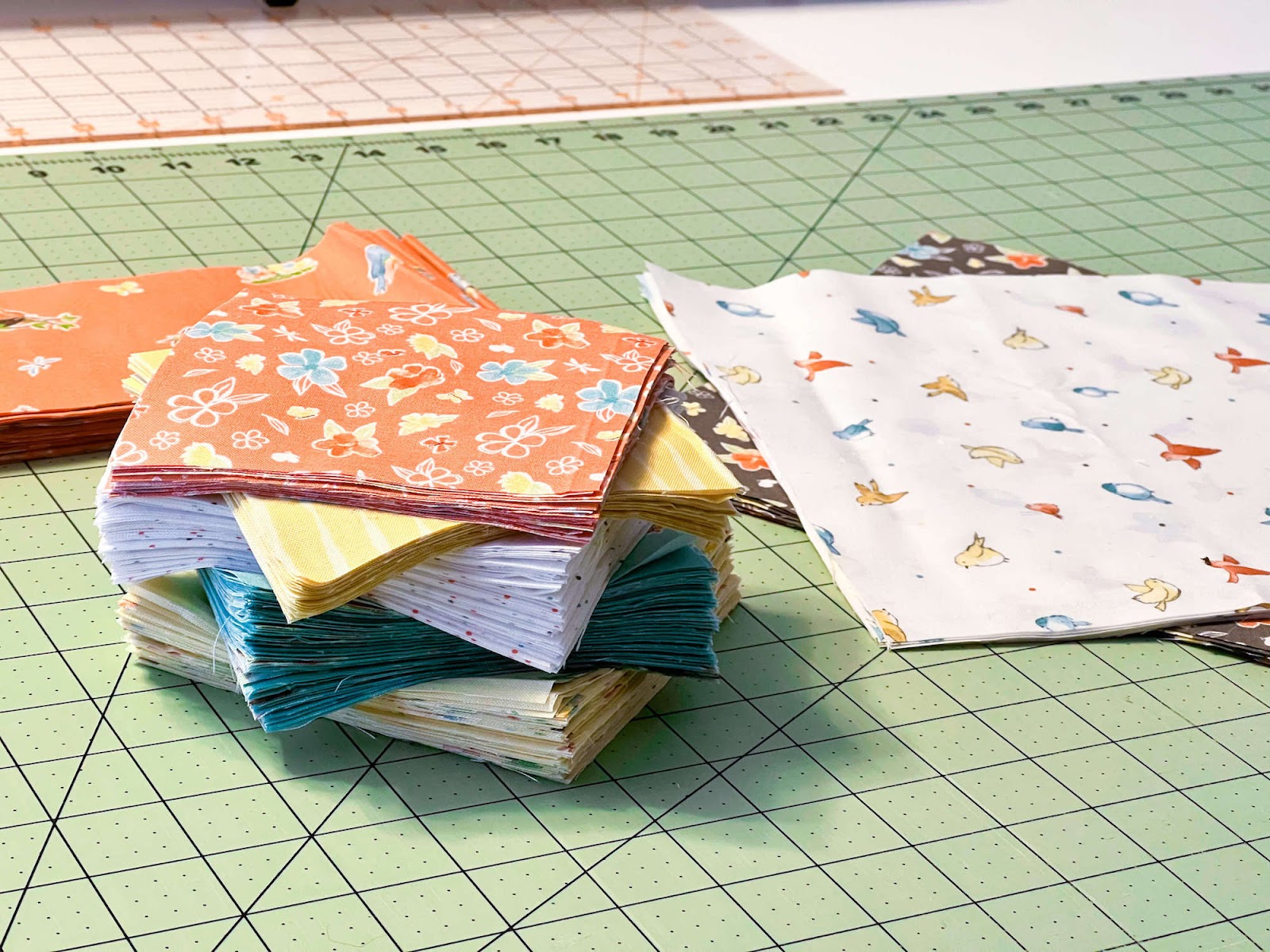 fabric on cutting mat