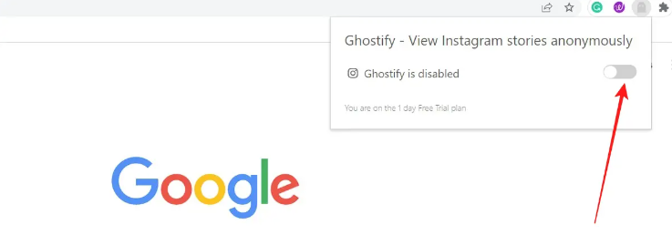 Ghostify extension's toggle