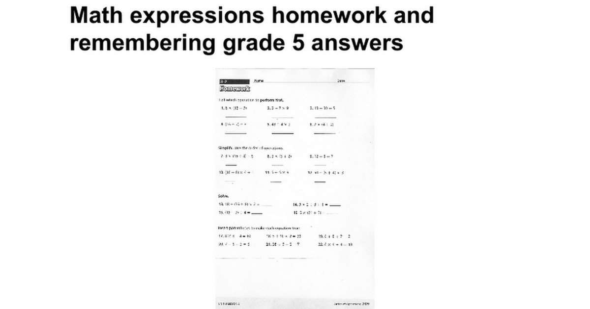 math expressions homework and remembering grade 5 volume 1