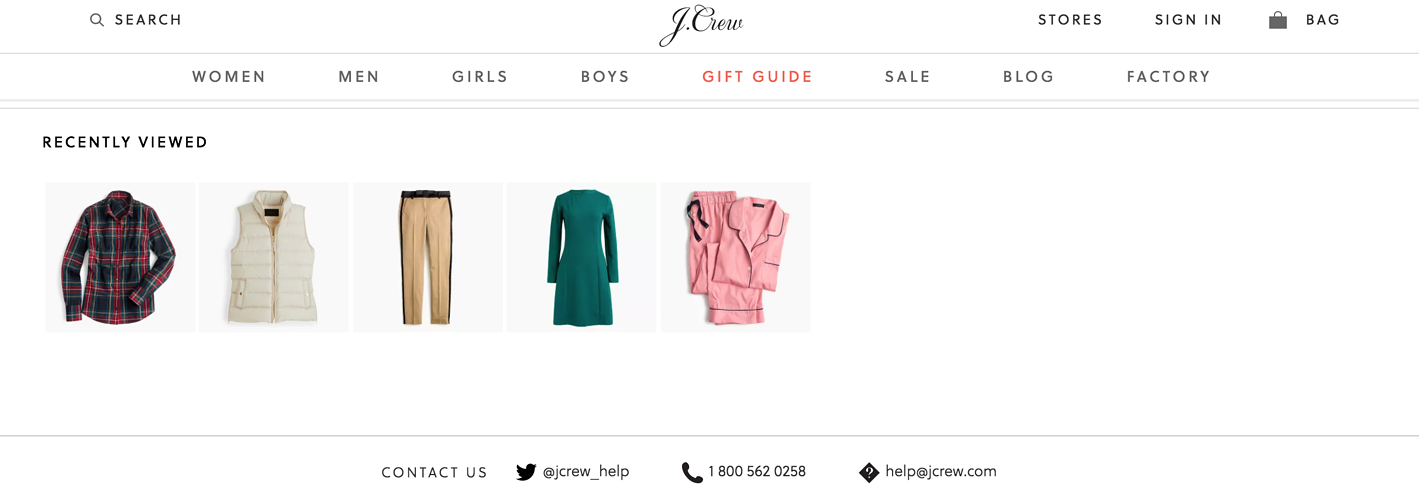 example of an ecommerce site with easy to see contact information